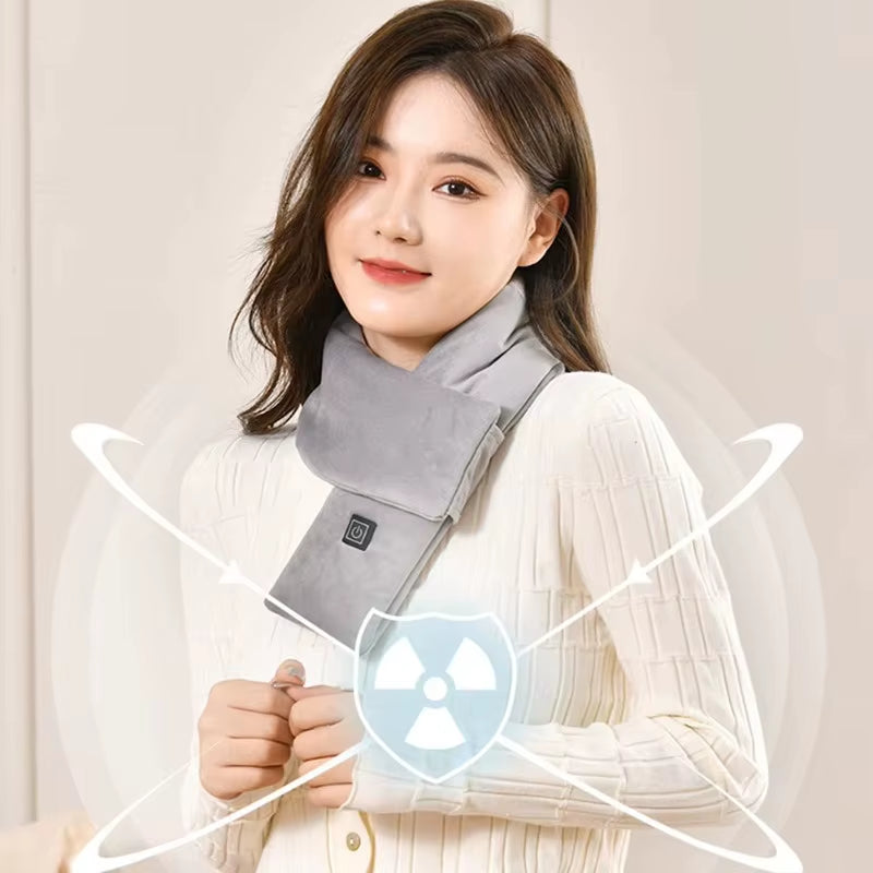 USB Women Men Heating Scarf Temperature Scarf 3 Gears Wrap Fleece Washable Electric Neck Warmer Not Inclound Battery for Camping